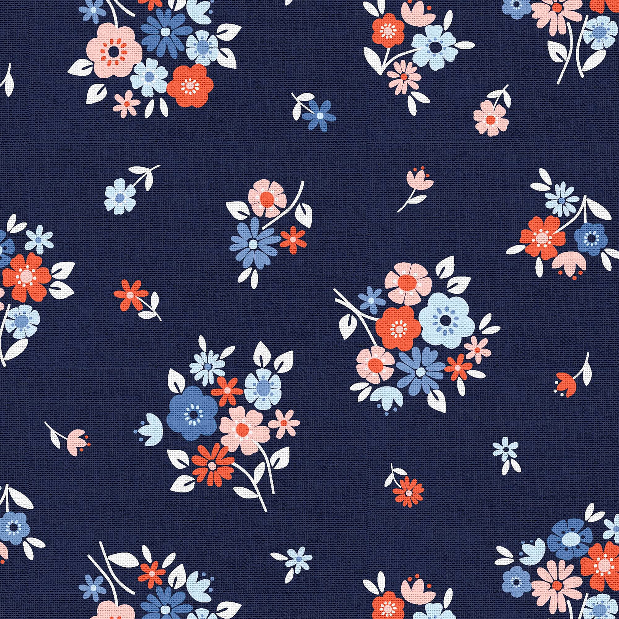 Fabric Editions Navy Carolina Bouquet Cotton Fabric